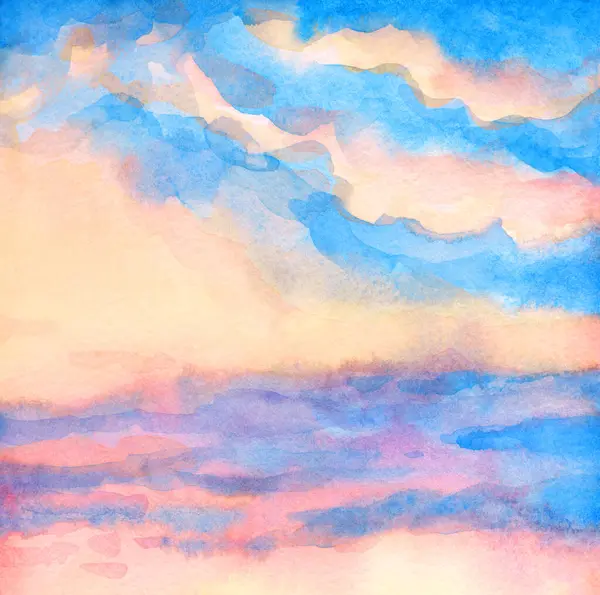 El çizimi kırmızı akryl boya sessiz taze yağmurlu gün doğumu beyaz ışık manzarası kağıt kart metin arka plan çizim tarzı parlak tasarım mavi eflatun menekşe renk yağmur manzarası