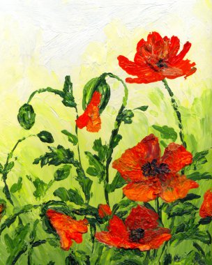 Parlak modern gouache boya pastel eskiz desen görünümü. Canlı el çizimi akrilik botanik tomurcuk kök otu retro yaratıcı beyaz kağıt branda fırça tebrik kartı tarzında. Turuncu renk taze pembe gökyüzü sahnesi
