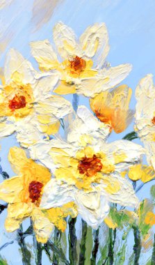 Parlak modern gouache boya pastel eskiz desen görünümü. Canlı el çizimi akrilik botanik tomurcuk sapı bitki posası retro yaratıcı kağıt kanva fırça tebrik kartı tarzı. Turuncu renkli gri gökyüzü sahnesi