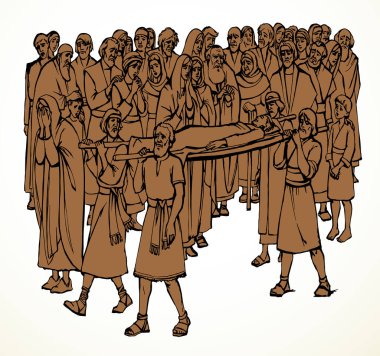 Birçok Yahudi, üzgün ebeveyn dua etmeye gider. Stresli çocuk, son kaybolan ceset geçit töreninde ağla, ağla, ağla, Tanrı 'ya yakar. El çizimi eski sanat eseri Yahudi koca savaş kurbanı tabutta hayat kadını mezarı var.