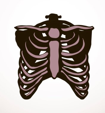 Öndeki beyaz kadın, eklem eklem ağrısı, kol ağrısı, hastane, tedavi, röntgen filmi logosu. Elle çizilmiş kadın doktor röntgeni ölü erkek omurilik rahatsızlığı, akciğer ağrısı sınavı karalama çizimi.