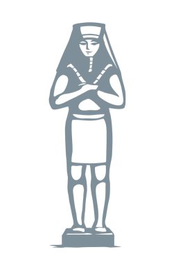 Giza Kahire sfenks şehir logosu tabelası Luxor Palace Africa Amun harabe. El çizimi geçmiş etnik efsane kafa taç, tabut, taş sütun, karikatür, siyah çizgi çizim tarzı.