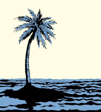 Küçük ıssız bir ada. Vektör çizimi