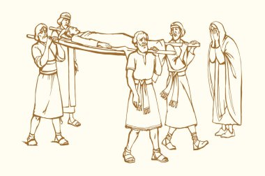 Yahudi kültürü, kederli inanç, erkek arkadaş, hasta, son inanç ağlaması, Tanrı 'ya dua et. El çizimi eskiz eskiz yalan erkek çocuk tutun hayat yükseltin kız mezar mezarı mucize hikaye yatıyordu