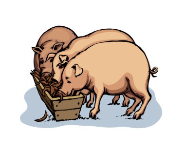 Koca göbekli, pis burunlu yaşlı erkek domuz ahırı kasabı fikri beyaz bahçedeki çamuru ortaya çıkardı. Esmer çizgili siyah çizgili el retro sanat küçük şişman göbekli dişi domuz ağızlık.