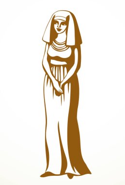 Genç yetişkin Arap etnik güzellik gülümsemesi Doğu Asya 'ya, İncil' e, Yahudi bayan altın mücevher tacına, lütfen Arap soylu krala sorun. Siyah çizgili el, Asyalı Yahudi, İncil 'deki Tanrı, beyaz sanat stili çizer.