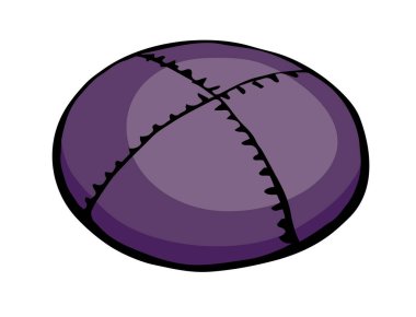 Eski tapınak yom kippur etnik shofar çocuk düz beyaz kippot kapak mavi kumaş tallit bar korusun. Siyah çizgi çizilmiş üst görünüm antik talit kipah grafik sanat çizim tarzı logo simgesi tasarımı