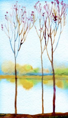 El çizimi parlak boya, bulutlu cennet eskiz kâğıdı arka plan metin alanı. Açık gri renk sakin alacakaranlık tepe bataklık dere tarlası çalı bitkisi duman bulutu okyanus manzarası