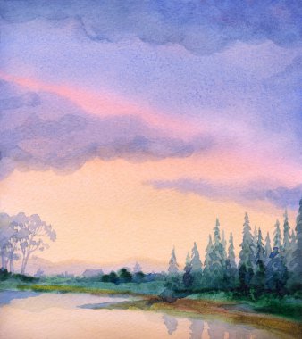 El çizimi parlak pembe boya kağıt vadi alacakaranlık arka plan metin alanı karanlık sis yağmuru deniz kıyısı manzaralı çalı çalı çalı çalı çalı çalı çalı çalı çayırı yol sahnesi