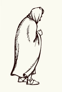 El çizimi, kutsal tanrı erkek haham, yay işareti, Asya kilisesi inancı, resim çizimi, beyaz gökyüzü. Musa dişi Yahudi, dikiz aynasından gizle. Pelerin, kurtarıcı sembolü.