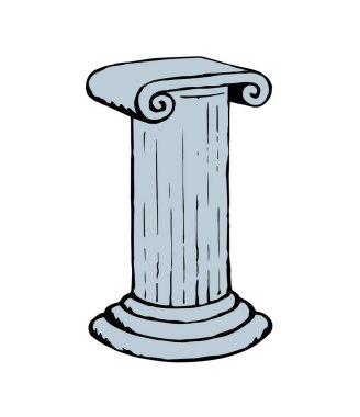 Yaş Doric süslemesi, Roma mermeri seyahat tapınağı dekoru, pilon bloğu oyma, temel podyum ışık duvarı görüntüsü, metin alanı arkaplanı. Siyah mürekkep kalem el çizimi logo konsepti karalama sanatçısı tarzı