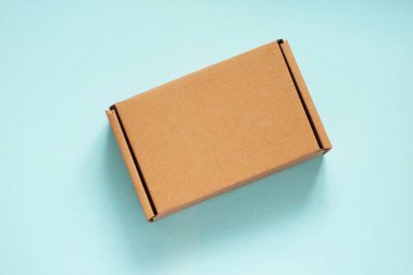 Craft Cardboard Box Container on the blue background