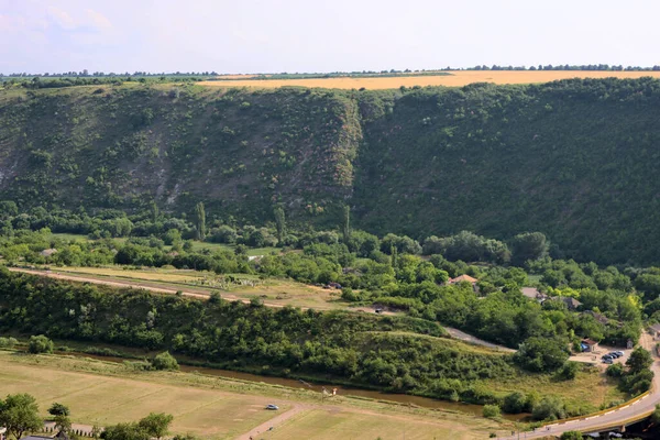 Widok Dolinę Między Wzgórzami Parku Archeologicznym Old Orhei Gmina Trebujeni — Zdjęcie stockowe