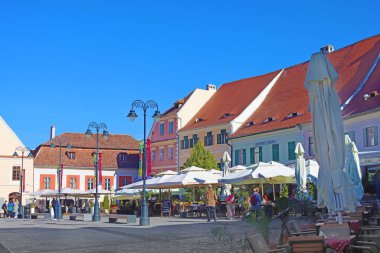 Sibiu, Romanya - 14 Ekim 2023: Küçük Meydan