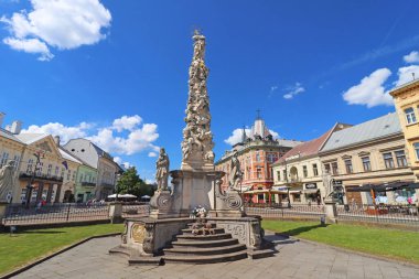 Kosice, Slovakya - 26 Mayıs 2025: Veba Sütunu veya Immaculata, Barok vebalı sütun (Marian and Holy Trinity sütun))