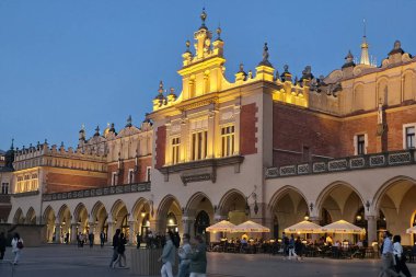 Krakow, Poland - April 23, 2025: Cloth market at night