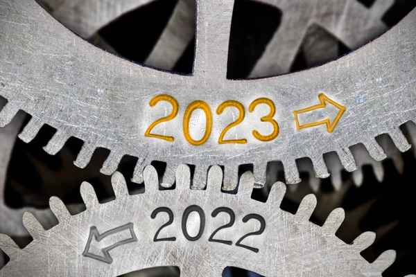 2023 2022 Numaralı Oklarla Metal Yüzeye Kazınmış Diş Tekeri Mekanizmasının — Stok fotoğraf