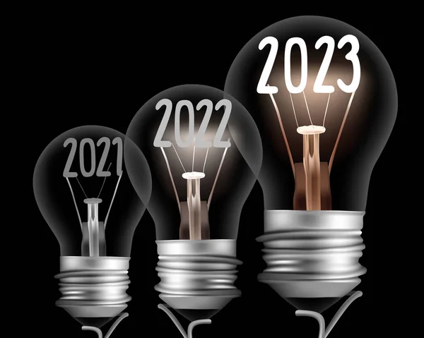 Vector Illustration Light Bulb Group Fiber Shape New Year 2023 — Stock Vector