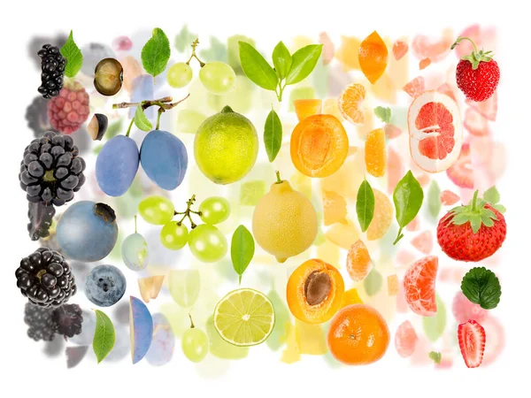 Αφηρημένη Από Κομμάτι Φρούτου Και Φέτα Ομάδα Χρώματα Από Μαύρο — Φωτογραφία Αρχείου