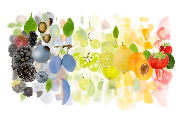 Αφηρημένη Από Κομμάτι Φρούτου Και Φέτα Ομάδα Χρώματα Από Μαύρο — Φωτογραφία Αρχείου