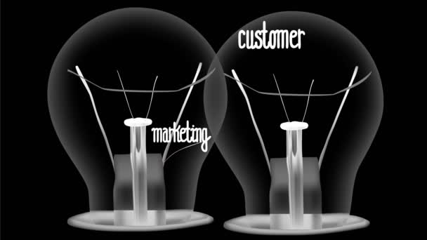 Light Bulbs Going Dark Light Advertising Promotion Concept Related Words — Stock Video