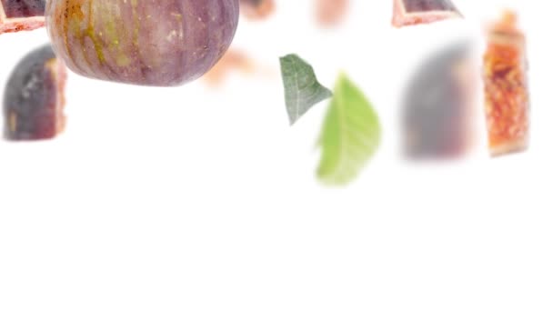 把水果片 切片和叶子分开 用白色隔开 无缝线圈 优质4K视频 — 图库视频影像