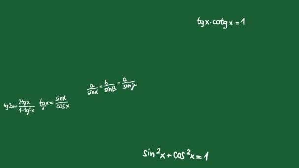 Blackboard Med Krita Skriven Matematisk Formel Skisser Och Diagram Hög — Stockvideo
