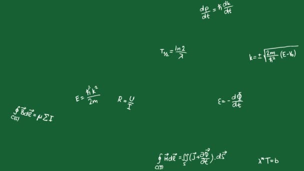 Schoolbord Met Krijt Geschreven Fysische Formule Vergelijkingen Hoge Kwaliteit Video — Stockvideo