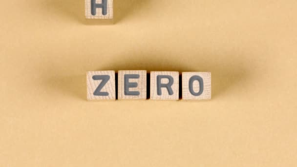 Wooden Blocks Zero Sign Going Hero Concept Challenge Growth Improvement — Stock Video