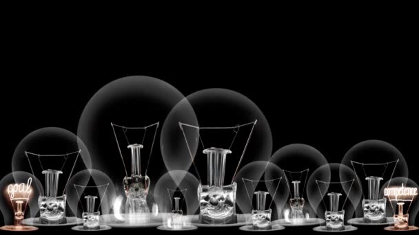 Лампочки Рухаються Від Темного Світлого Особистим Розвитком Кар Єрою Бізнесом — стокове відео