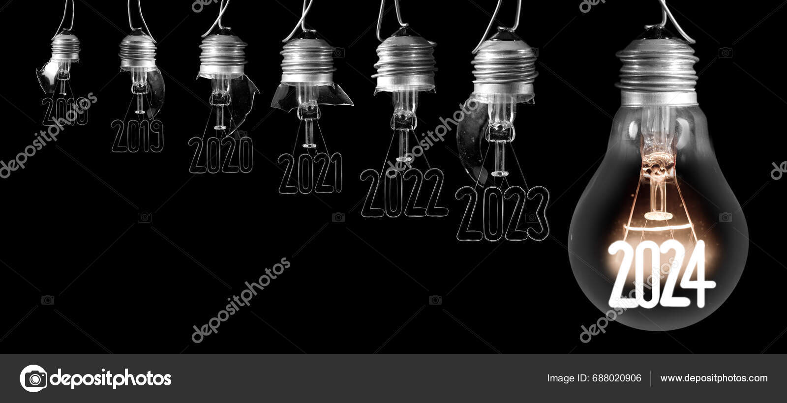 Horizontal Group Shining Light Bulb Fiber Shape New Year 2024 Stock   Depositphotos 688020906 Stock Photo Horizontal Group Shining Light Bulb 