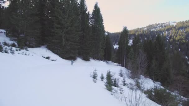Narciarstwo Amatorskie Stokach Alpach Francuskich Początkująca Dziewczyna Niebie — Wideo stockowe