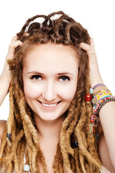 Portrait Caucasian Girl Dreadlocks Hairstyle — Stock Photo, Image