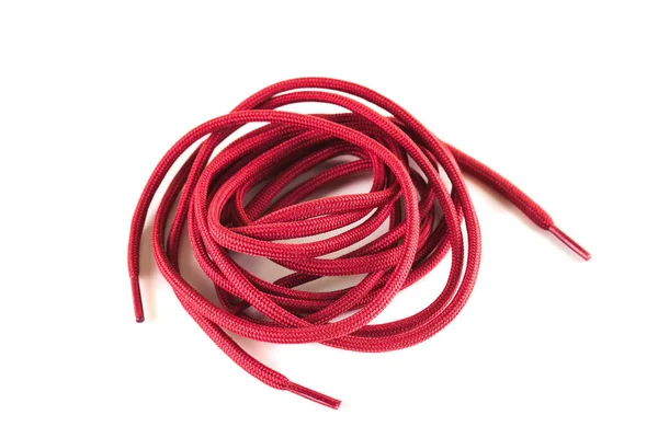 Lacci Scarpa Rossa Sullo Sfondo Bianco — Foto Stock