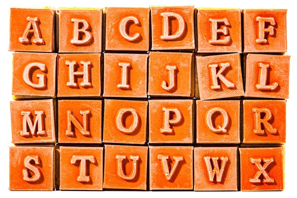 Rubber Stamps Wooden Handle Alphabet — Stock Photo, Image