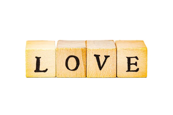 Λέξη Αγάπη Γίνεται Από Ξύλινα Κυβάκια — Φωτογραφία Αρχείου
