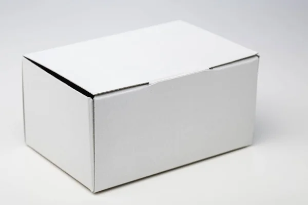 Біла Картонна Коробка Невеликий Переробний Контейнер — стокове фото