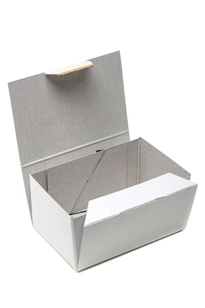 Caixa Papelão Branco Pequeno Recipiente Reciclável — Fotografia de Stock