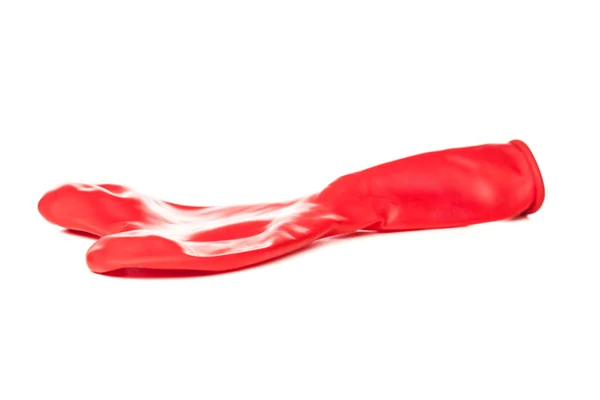 Deflated Röd Hjärta Formad Ballong Isolerad Vit Bakgrund — Stockfoto