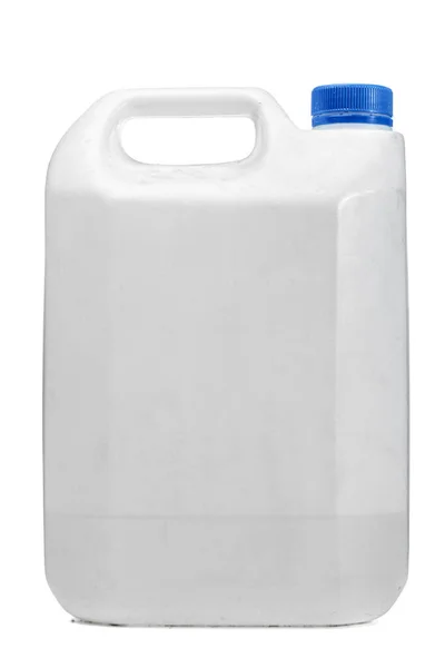 Recipiente Plástico Blanco Con Asa Para Agua Otros Líquidos Con — Foto de Stock