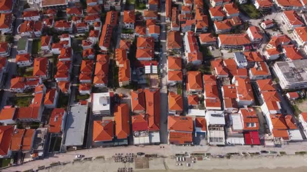 Chalkidiki Deki Polichrono Köyü Yunanistan Kırmızı Seramik Karoları Olan Evlerin — Stok video