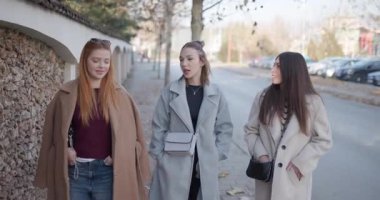 Üç arkadaş güneşli bir sonbahar ya da kış gününde sokakta yürürler, konuşurlar, gülerler ve birlikte olmanın tadını çıkarırlar..