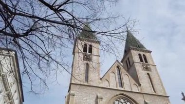 Magnificent Sacred Heart Cathedral in Sarajevo, Bosnia and Herzegovina, showcasing stunning Gothic Revival architecture.
