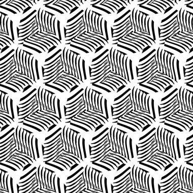 Siyah ve beyaz çizgileri olan kusursuz bir desen. vektör illüstrasyonu