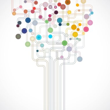 Renkli daireli soyut teknoloji arkaplanı