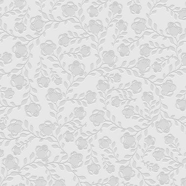 Beyaz çiçekli süslemenin kusursuz vektör deseni