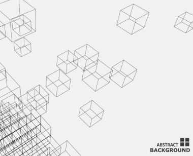 Soyut 3 boyutlu küp şeklinde. vektör illüstrasyonu.