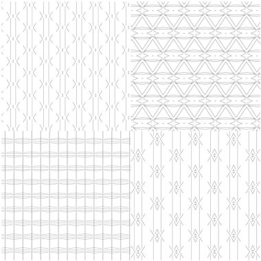 Bir dizi Siyah ve Beyaz Kusursuz Desenler.