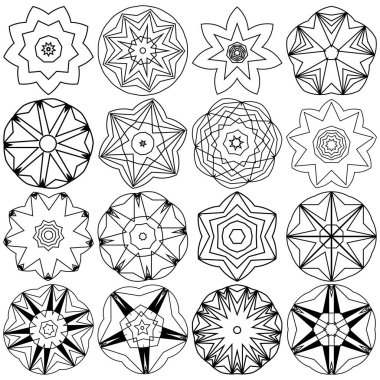 Bir set dekoratif mandala. vektör illüstrasyonu