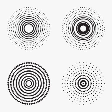 Yuvarlak daireler. Soyut geometrik logo tasarım elementleri. Dairesel şekiller. vektör illüstrasyonu